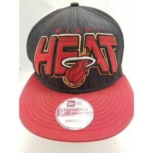 Miami Heat 9FIFTY Snapback Hat New Era NBA Cap Black Red Adjustable Flat Bill